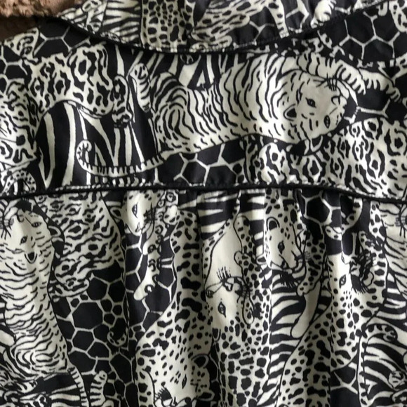 Calyso St Barth Black White Leopard Tiger Print 100% Silk Blouse - Picture 7 of 7